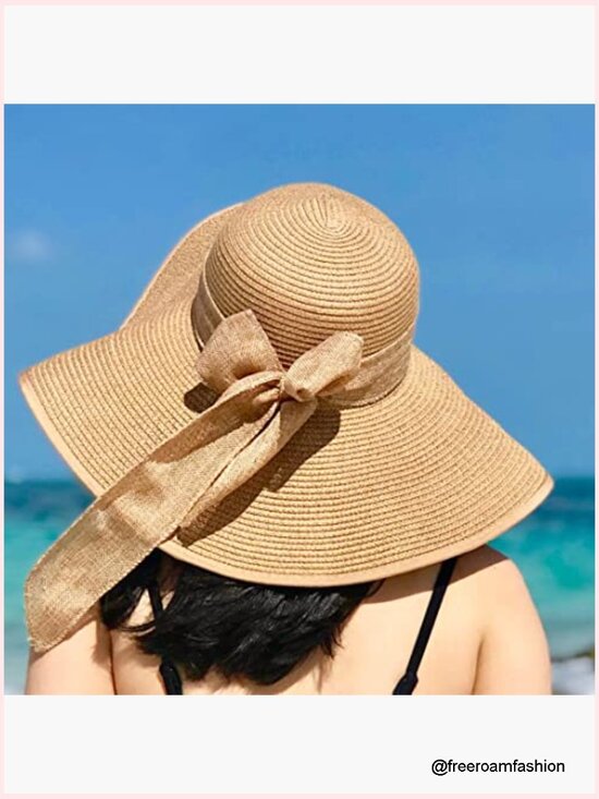 Wide Brim Sun Hat Foldable Straw Floppy UPF 50+ Beach Travel main image 4